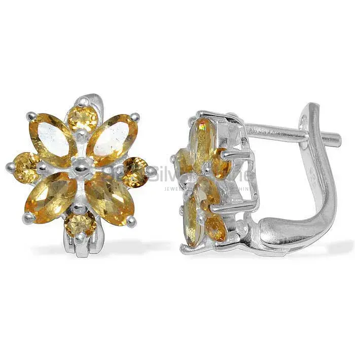 Semi Precious Citrine Gemstone Earrings In 925 Sterling Silver Jewelry 925SE886_0