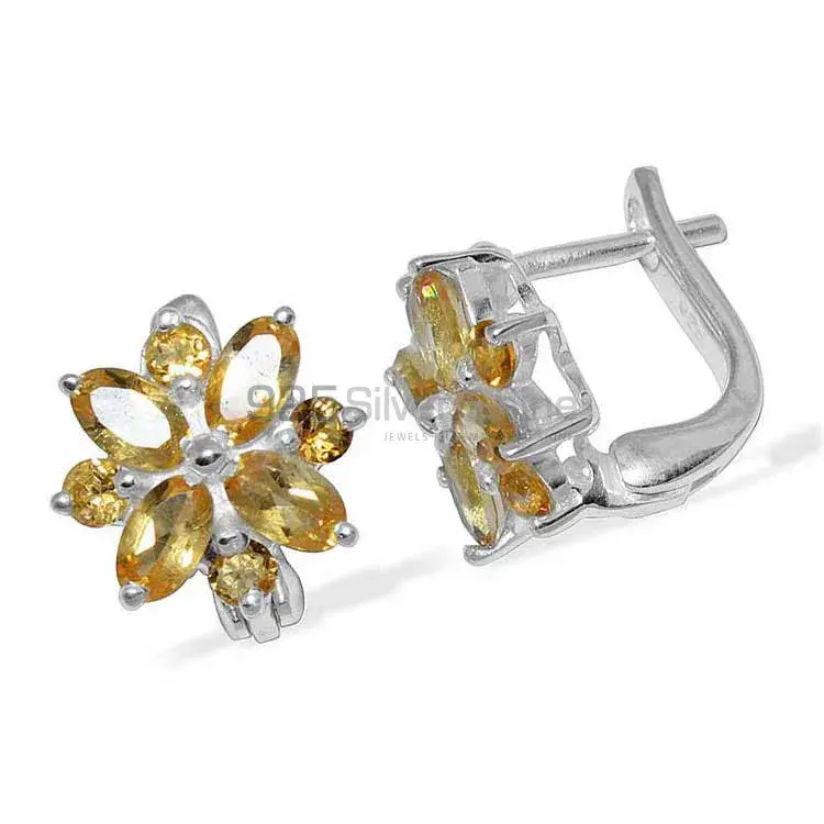 Semi Precious Citrine Gemstone Earrings In 925 Sterling Silver Jewelry 925SE886_1
