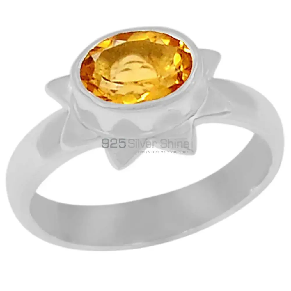 Citrine Birthstone Lotus Silver Rings 925SR077-5_0