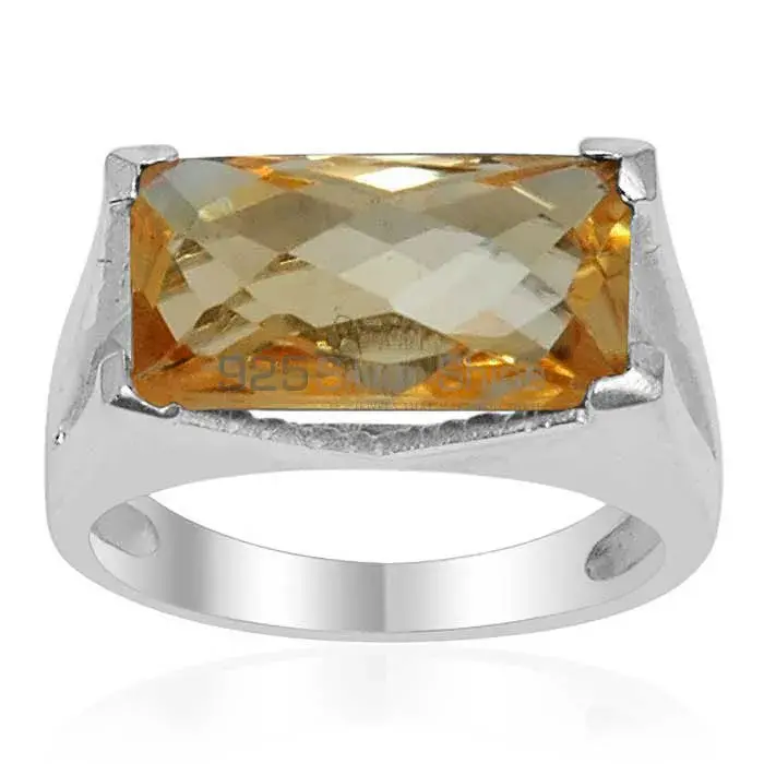 Octagon Cut Citrine Sterling Silver Rings 925SR1528_0