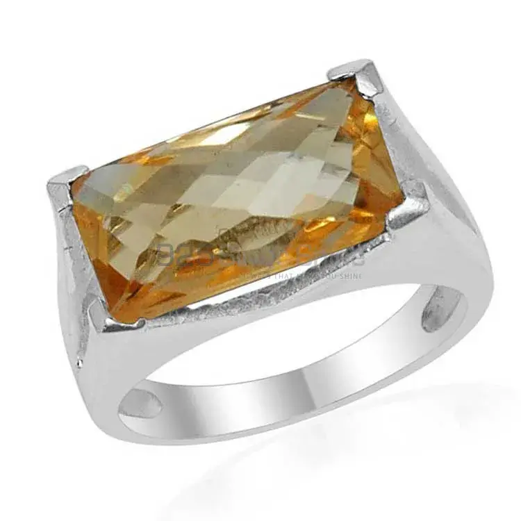 Octagon Cut Citrine Sterling Silver Rings 925SR1528_1
