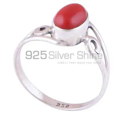 Semi Precious Coral Gemstone Rings In 925 Sterling Silver Jewelry 925SR2813_1