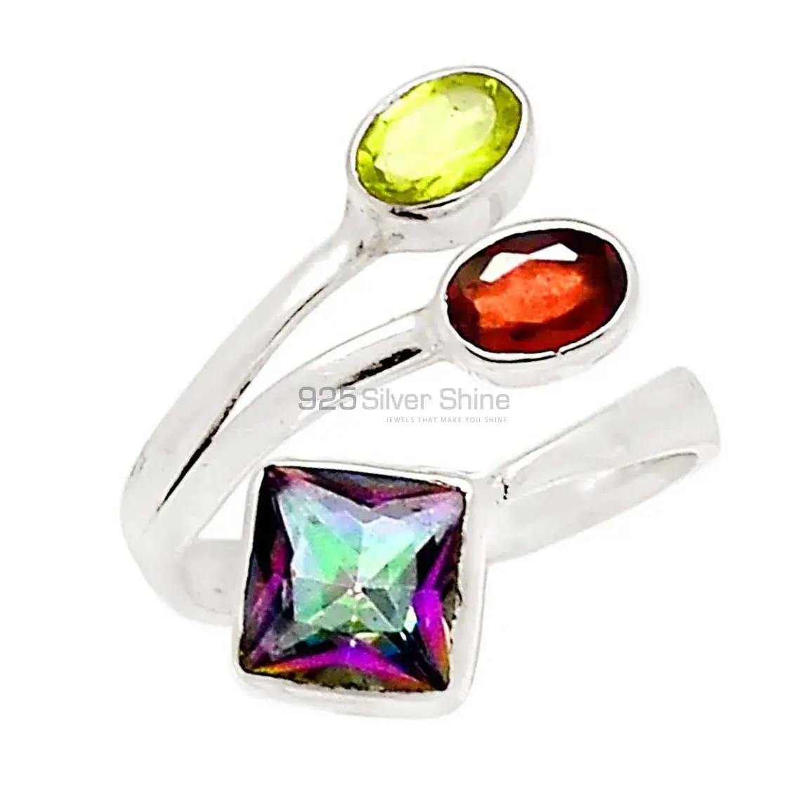 Semi Precious Cut Stone Rings In Sterling Silver 925SR2243_1