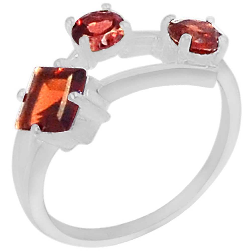 Semi Precious Garnet Gemstone Rings In 925 Sterling Silver Jewelry 925SR954