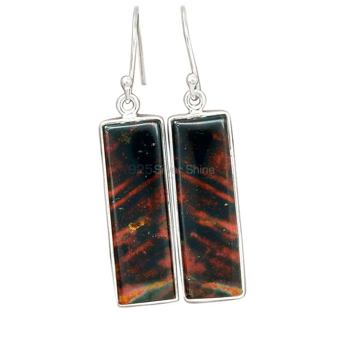 Semi Precious Mahogany Obsidian Gemstone Earrings In Solid 925 Silver 925SE2726_3