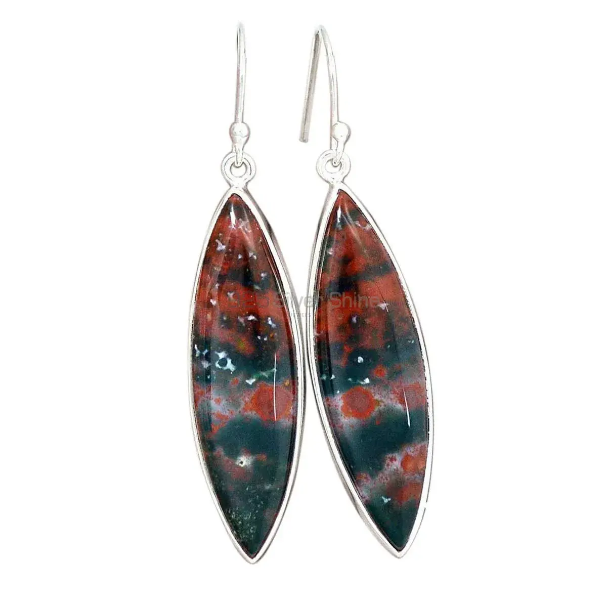 Semi Precious Mahogany Obsidian Gemstone Earrings In Solid 925 Silver 925SE2726_5