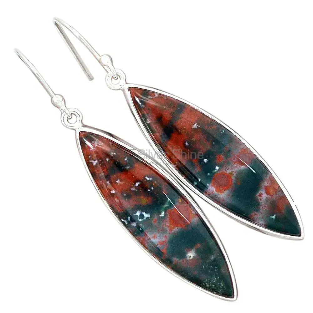 Semi Precious Mahogany Obsidian Gemstone Earrings In Solid 925 Silver 925SE2726_6