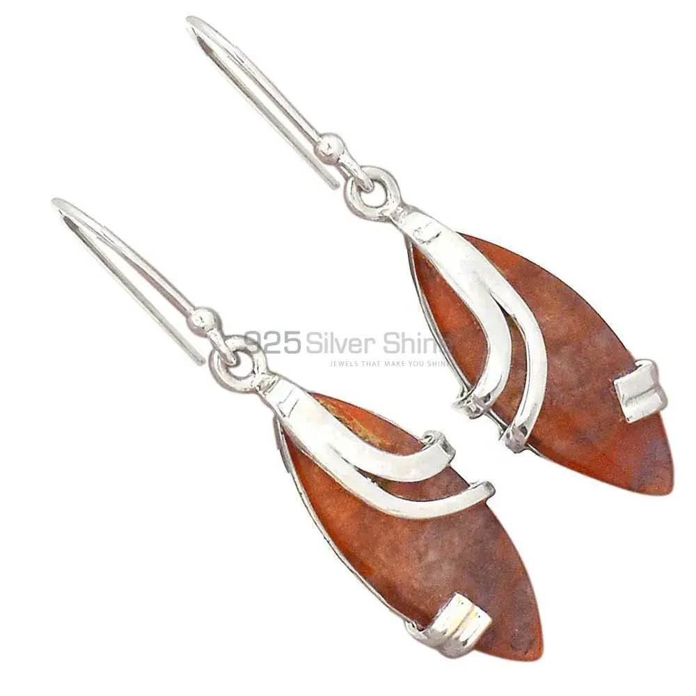 Semi Precious Mookaite Jasper Gemstone Earrings In 925 Sterling Silver 925SE2103_2