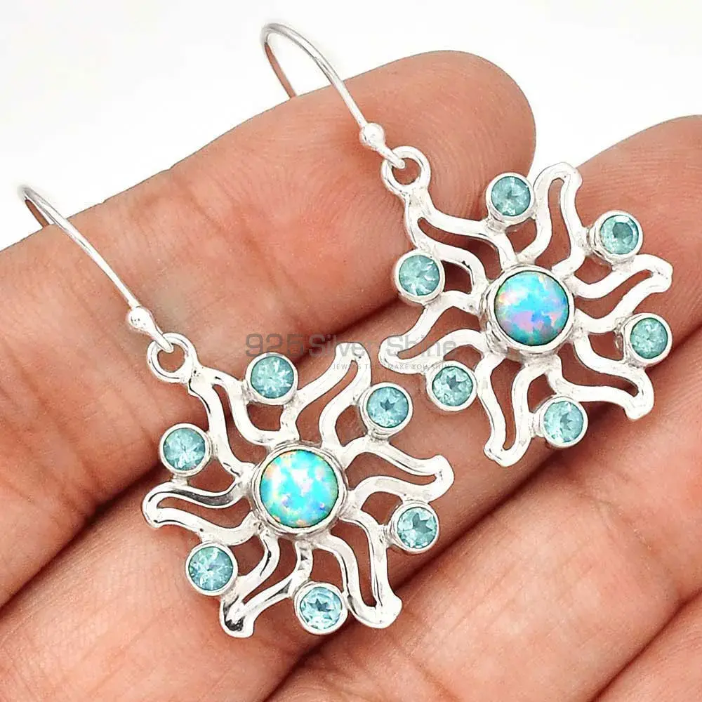 Semi Precious Multi Gemstone Earrings In 925 Sterling Silver 925SE2024_0