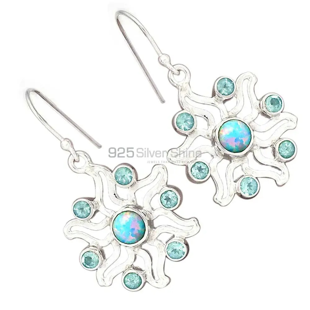 Semi Precious Multi Gemstone Earrings In 925 Sterling Silver 925SE2024_1