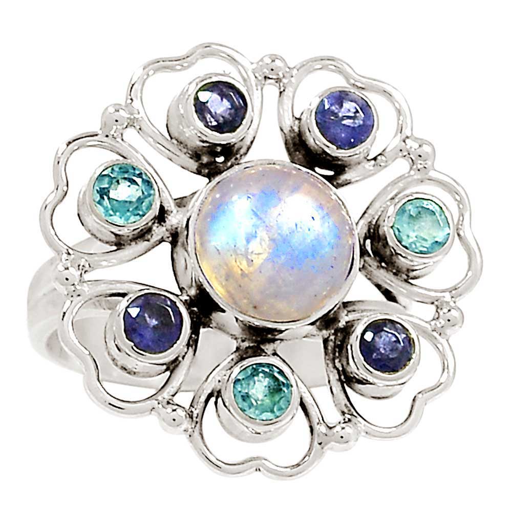 Semi Precious Multi Gemstone Rings In 925 Sterling Silver Jewelry 925SR1033_0