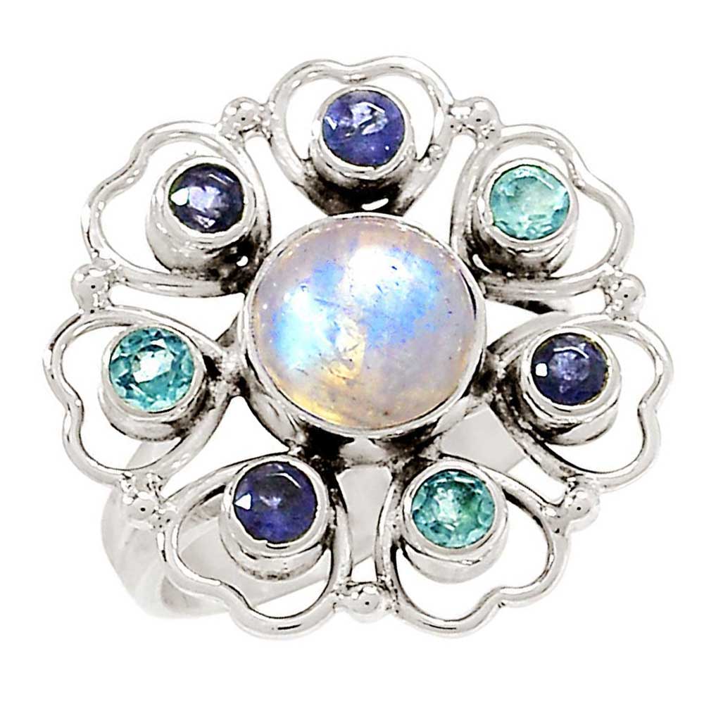 Semi Precious Multi Gemstone Rings In 925 Sterling Silver Jewelry 925SR1033_1