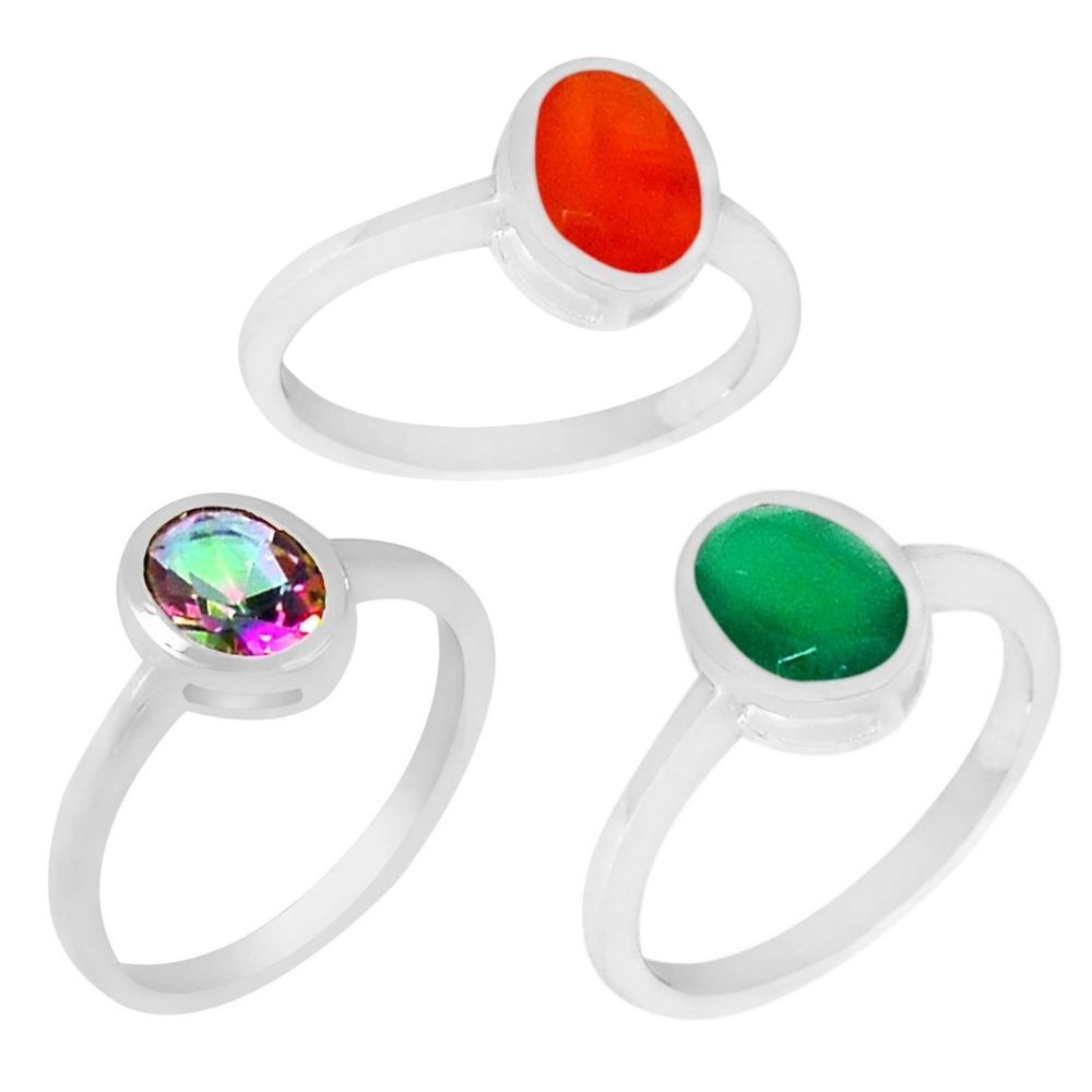 Semi Precious Mystic Topaz Gemstone Rings In Solid 925 Silver 925SR927_2