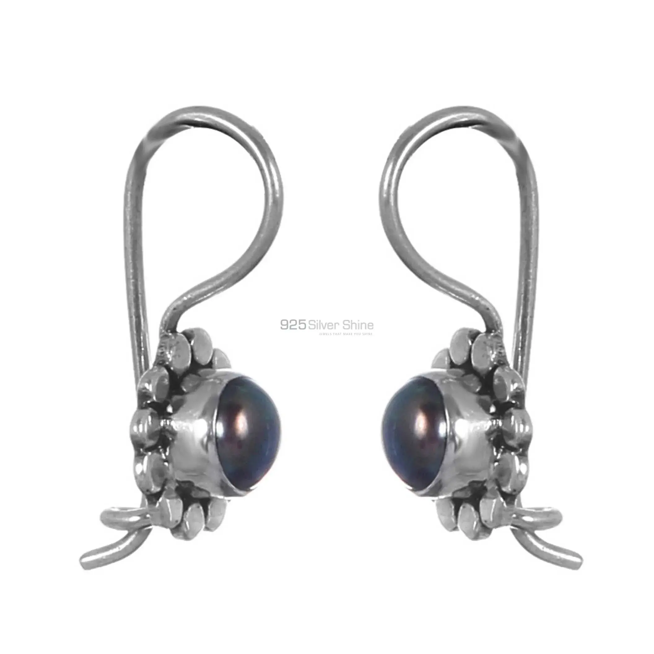 Semi Precious Pearl Gemstone Earrings In Solid 925 Silver 925SE233_2