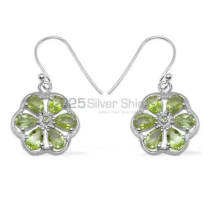 Semi Precious Peridot Gemstone Earrings In 925 Sterling Silver 925SE704_0