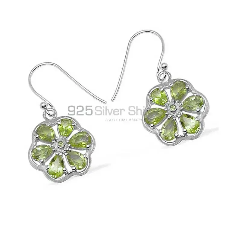 Semi Precious Peridot Gemstone Earrings In 925 Sterling Silver 925SE704_1