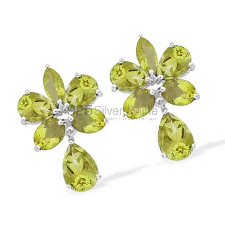 Semi Precious Peridot Gemstone Earrings In 925 Sterling Silver 925SE941_0