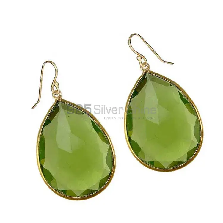 Semi Precious Peridot Gemstone Earrings In Fine 925 Sterling Silver 925SE1929_1