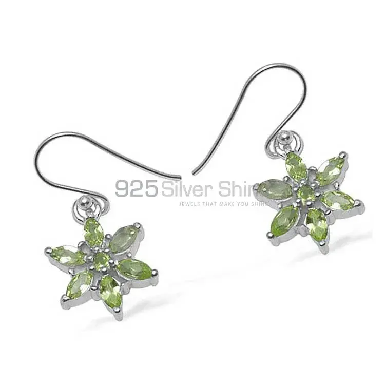 Semi Precious Peridot Gemstone Earrings In Fine 925 Sterling Silver 925SE710_0