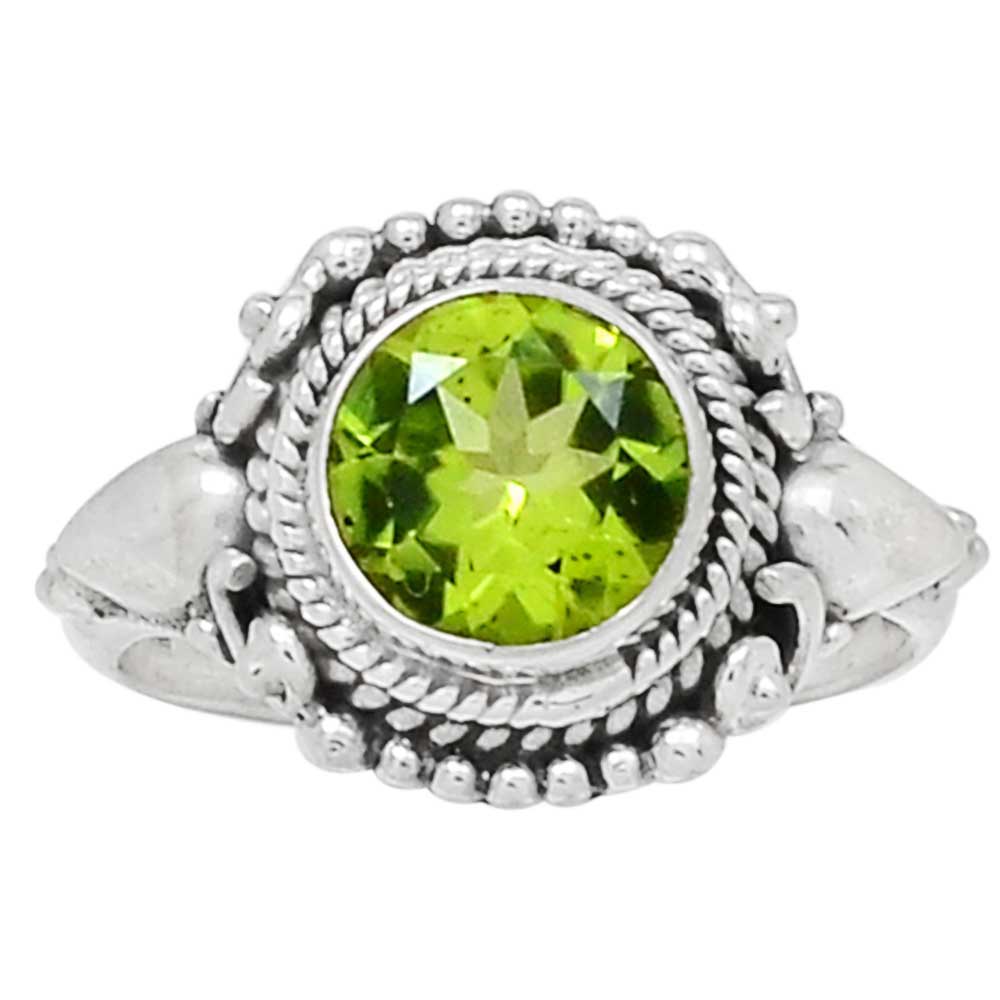 Semi Precious Peridot Gemstone Rings In Solid 925 Silver 925SR1006_0