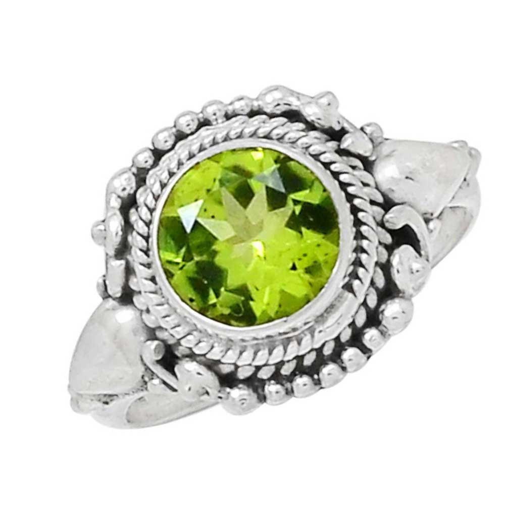 Semi Precious Peridot Gemstone Rings In Solid 925 Silver 925SR1006_1