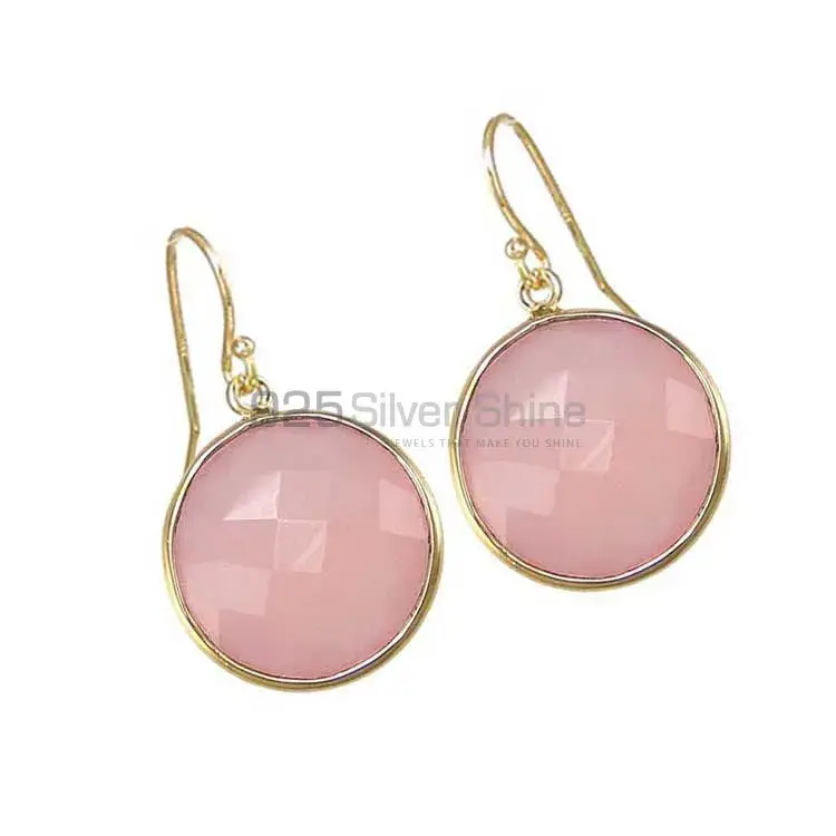 Semi Precious Rose Quartz Gemstone Earrings In 925 Sterling Silver Jewelry 925SE1950_1
