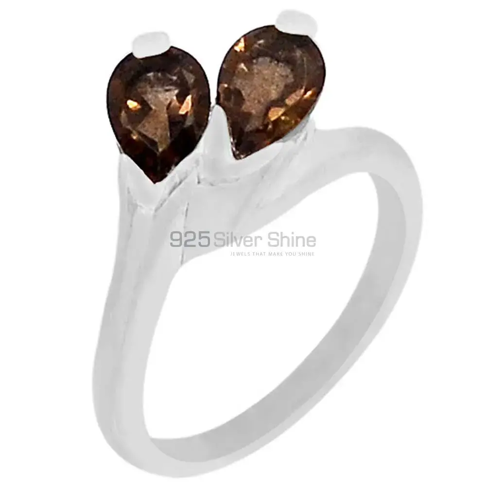 Semi Precious Smoky Quartz Gemstone Handmade Ring In Sterling Silver 925SR069-1_1
