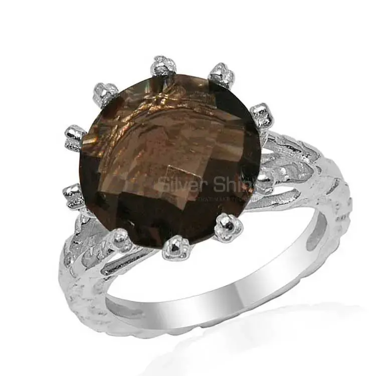 Semi Precious Smoky Quartz Gemstone Rings In 925 Sterling Silver Jewelry 925SR1640_1
