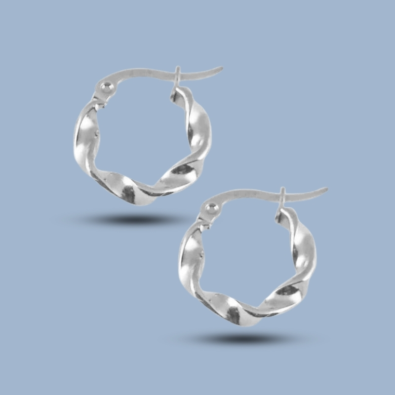 Shimmer Twisted 925 Sterling Silver Irregular Hoop Earring 925She114_0