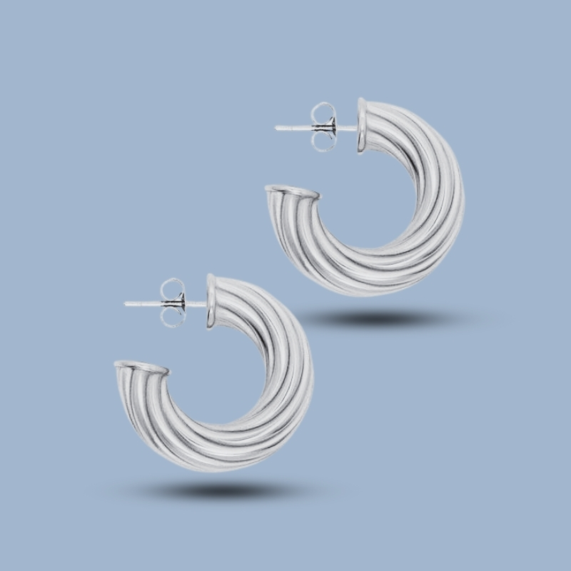 Shiny Thick Rope 925 Sterling Silver Twisted Hoop Earrings 925She273_0