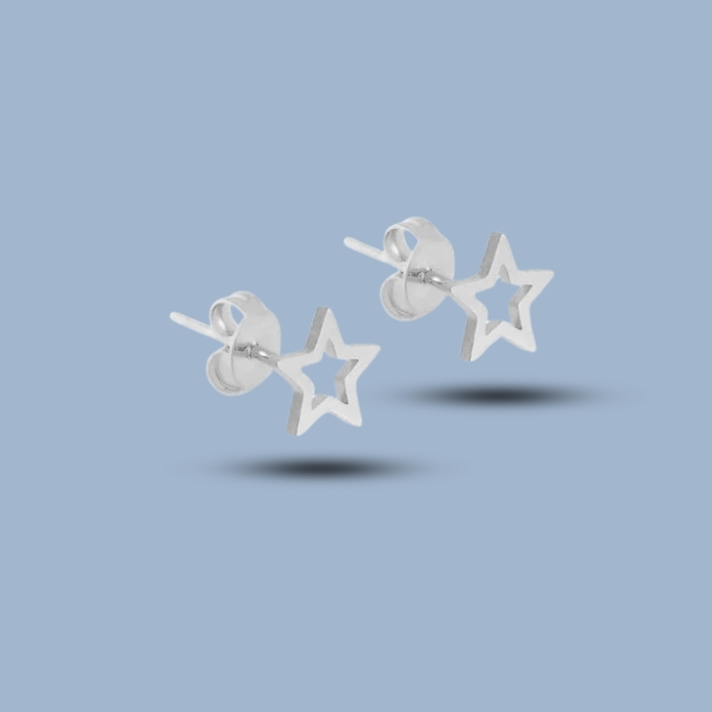 Single Star 925 Sterling Silver Minimalist Stud Earring 925She328_0