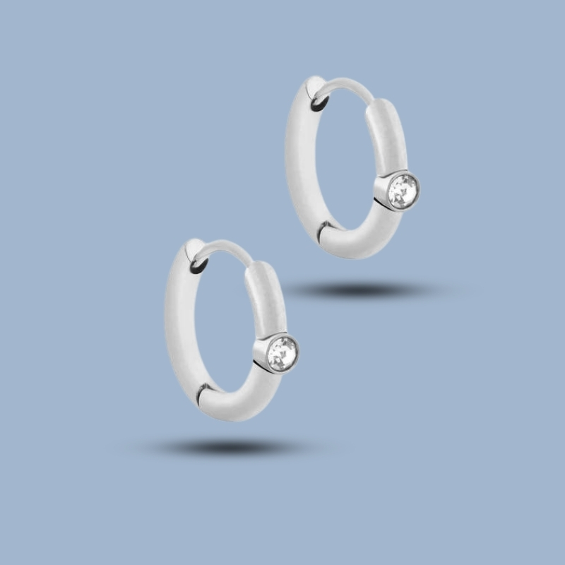 Single Stone 925 Sterling Silver Cartilage Hoop Earring 925SHE325_0