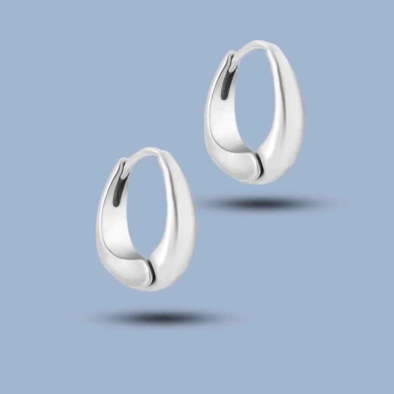 Small Dome 925 Sterling Silver Ruthenium Hoop Earring 925She203_0