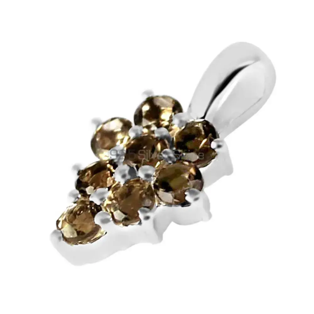 Smokey Gemstone Pendants In Solid Sterling Silver Jewelry 925SP208-7_0