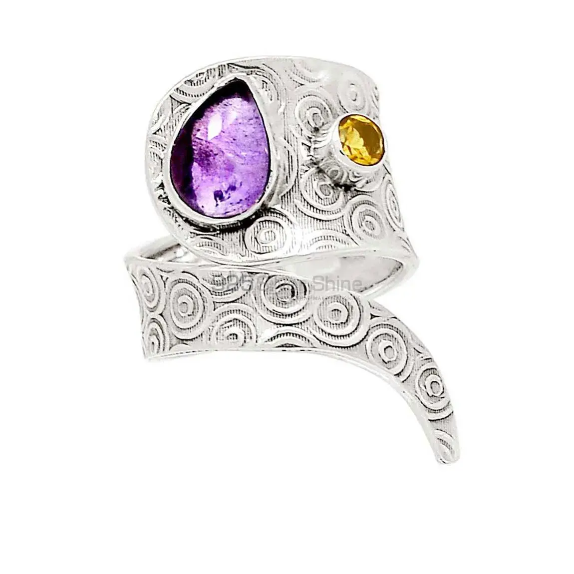 Snake Shape Silver Rings In Gemstone 925SR2247_0