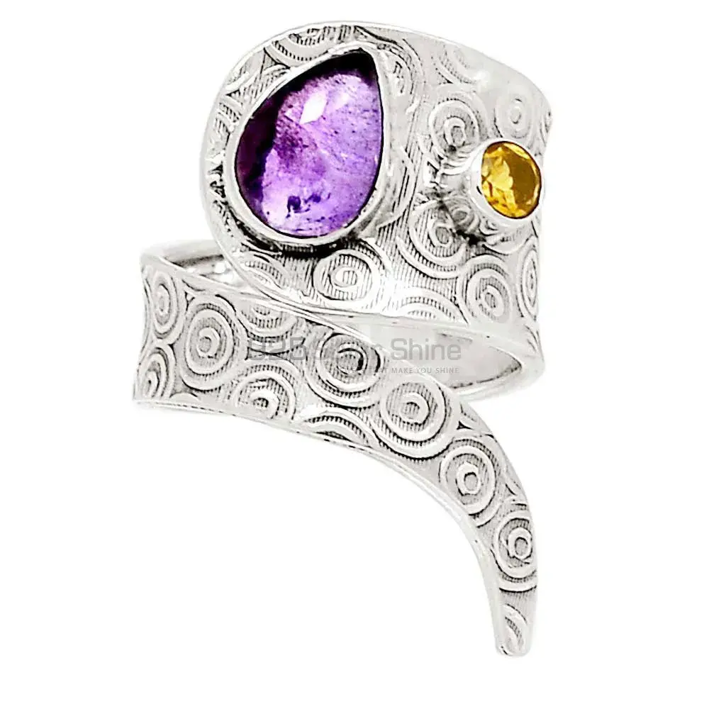 Snake Shape Silver Rings In Gemstone 925SR2247_1