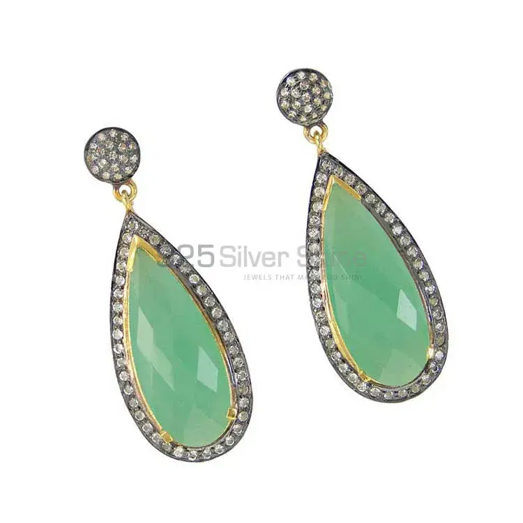 Solid 925 Silver Earrings In Genuine Multi Gemstone 925SE1997_1