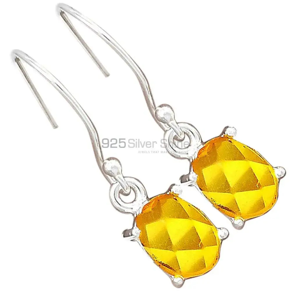 Solid 925 Silver Earrings In Semi Precious Citrine Gemstone 925SE2752_1