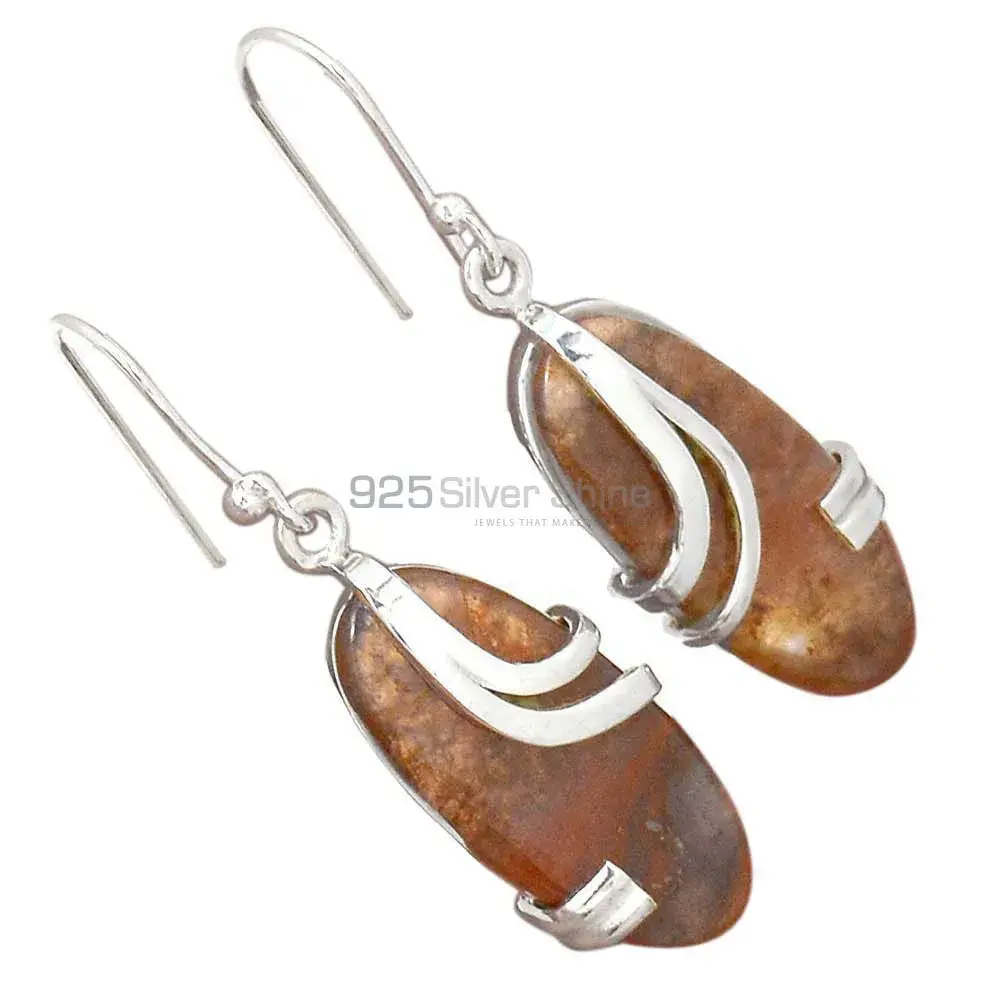 Solid 925 Silver Earrings In Semi Precious Honey Calcite Gemstone 925SE2097_2