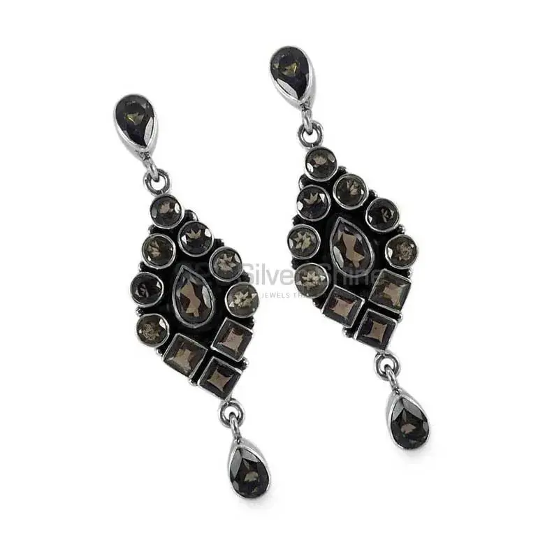 Solid 925 Silver Earrings In Semi Precious Peridot Gemstone 925SE1321_1