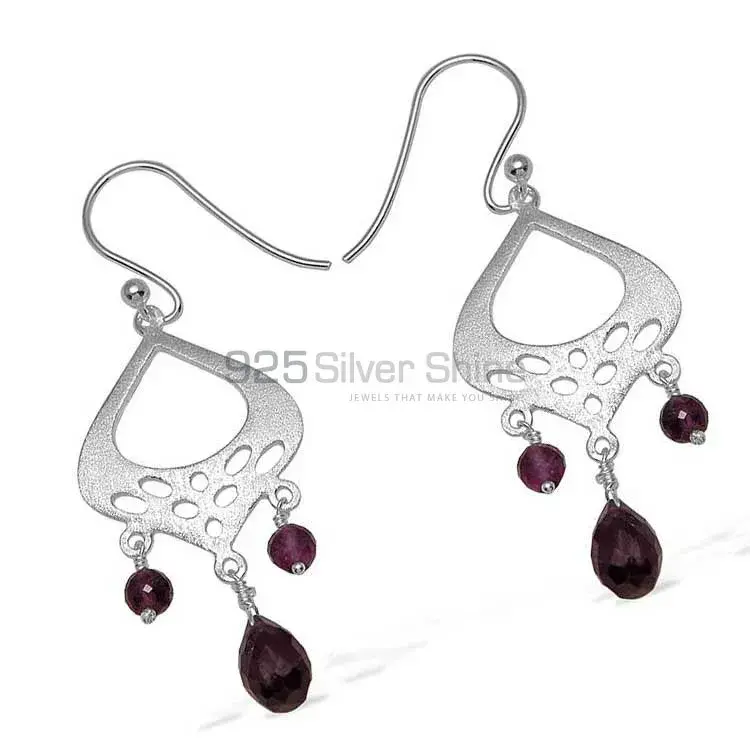Solid 925 Silver Earrings In Semi Precious Smoky Quartz Gemstone 925SE777_1