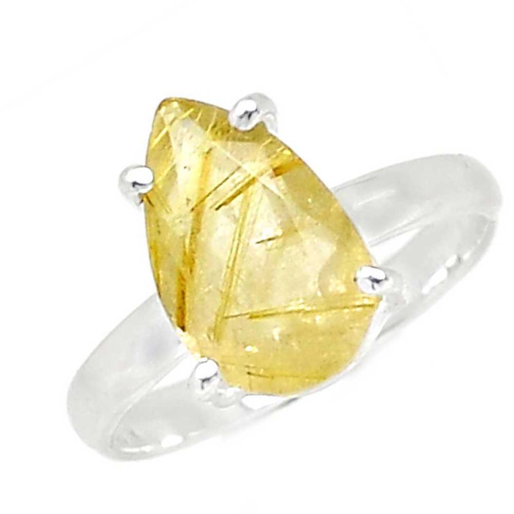Solid 925 Silver Rings In Genuine Golden Rutile Gemstone 925SR998_0