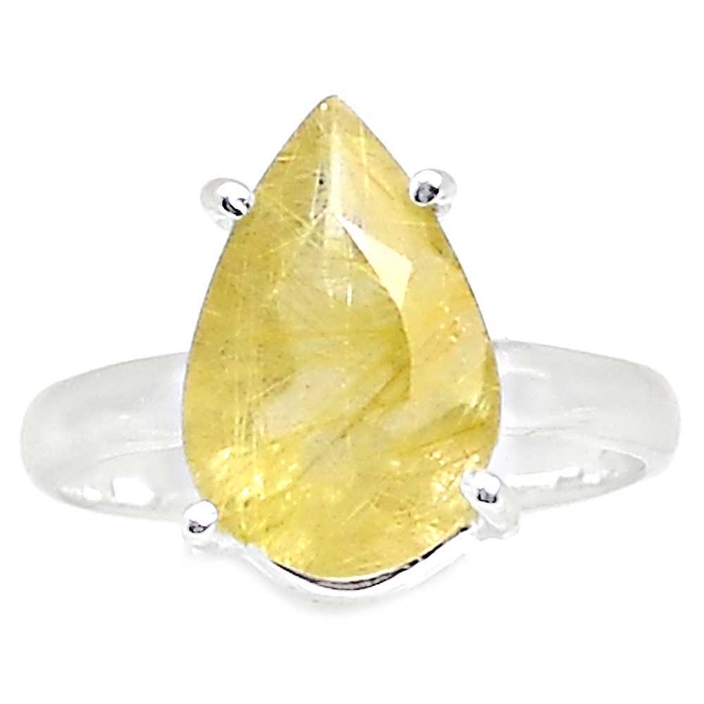 Solid 925 Silver Rings In Genuine Golden Rutile Gemstone 925SR998_1