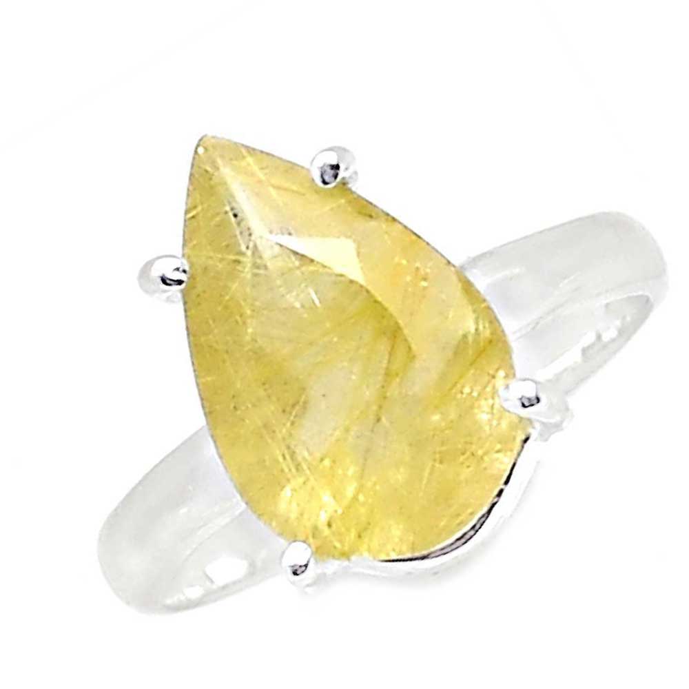 Solid 925 Silver Rings In Genuine Golden Rutile Gemstone 925SR998_2
