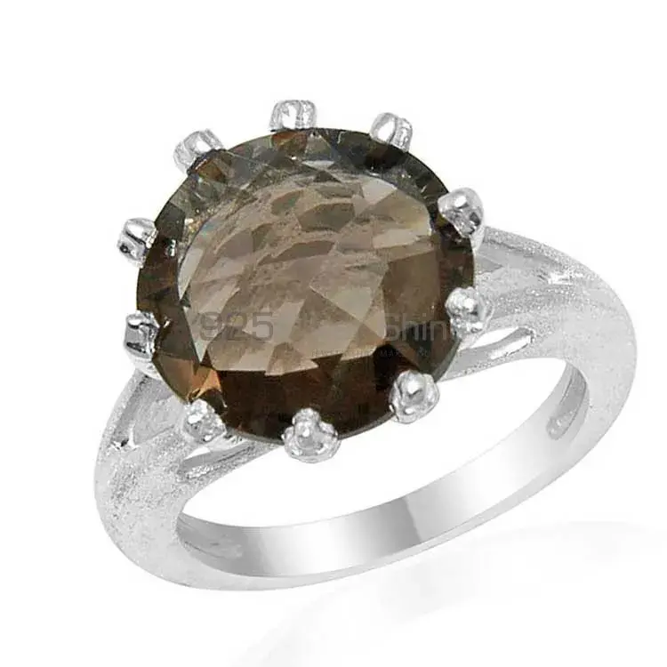 Solid 925 Silver Rings In Genuine Smoky Quartz Gemstone 925SR1602_1
