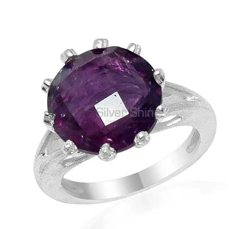 Amethyst Prong Setting Sterling Silver Rings 925SR1600_1