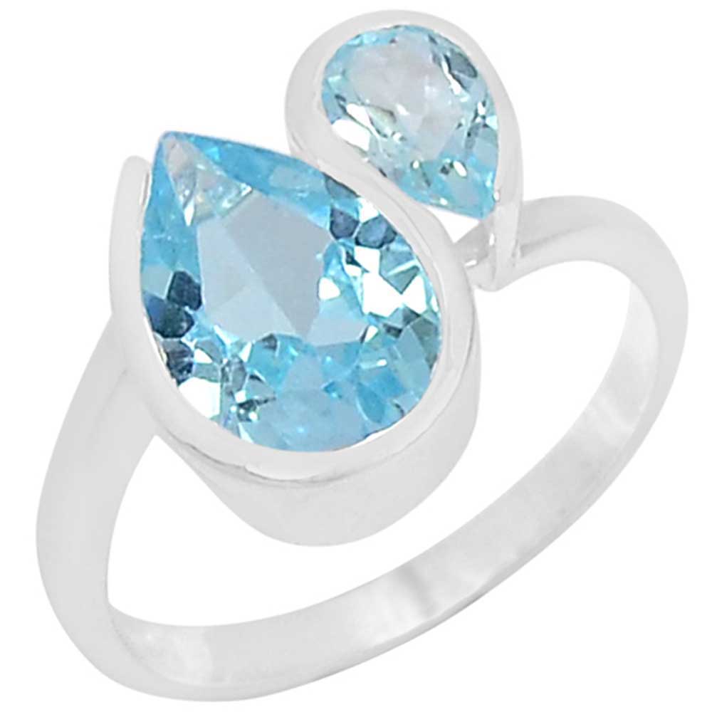 Solid 925 Silver Rings In Natural Blue Topaz Gemstone 925SR917_0