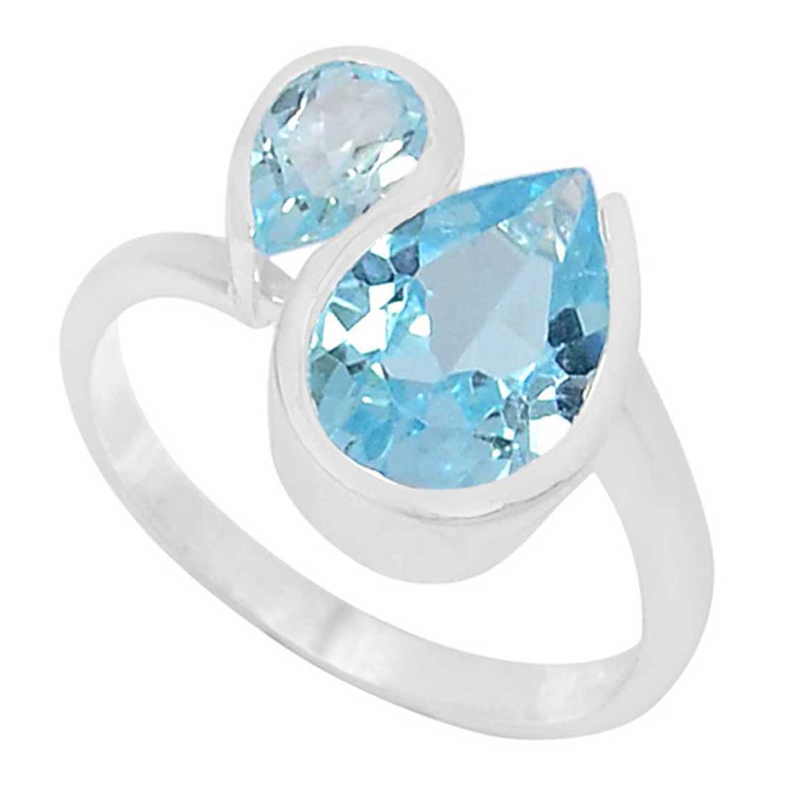 Solid 925 Silver Rings In Natural Blue Topaz Gemstone 925SR917_1