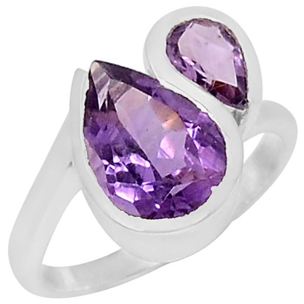 Solid 925 Silver Rings In Semi Precious Amethyst Gemstone 925SR918_0
