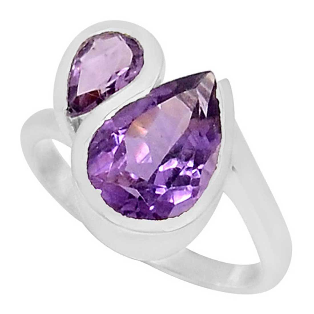 Solid 925 Silver Rings In Semi Precious Amethyst Gemstone 925SR918_1